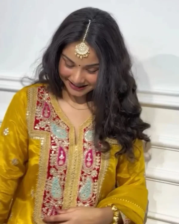 Party Wear Yellow Gharara Suit Set