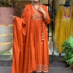 Partywear Anarkali Kurti Pant Dupatta Set