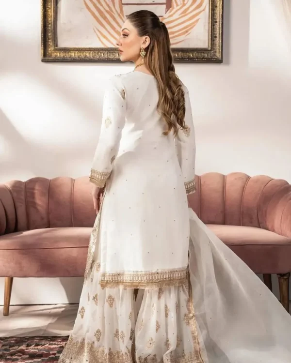 White Party Wear Sharara Kurti​ Set