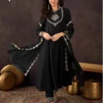 Black Party Wear Silk Suit Set
