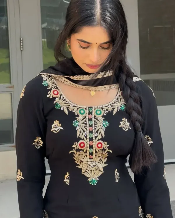 Chinon Silk Heavy Party Wear Suit Set Front