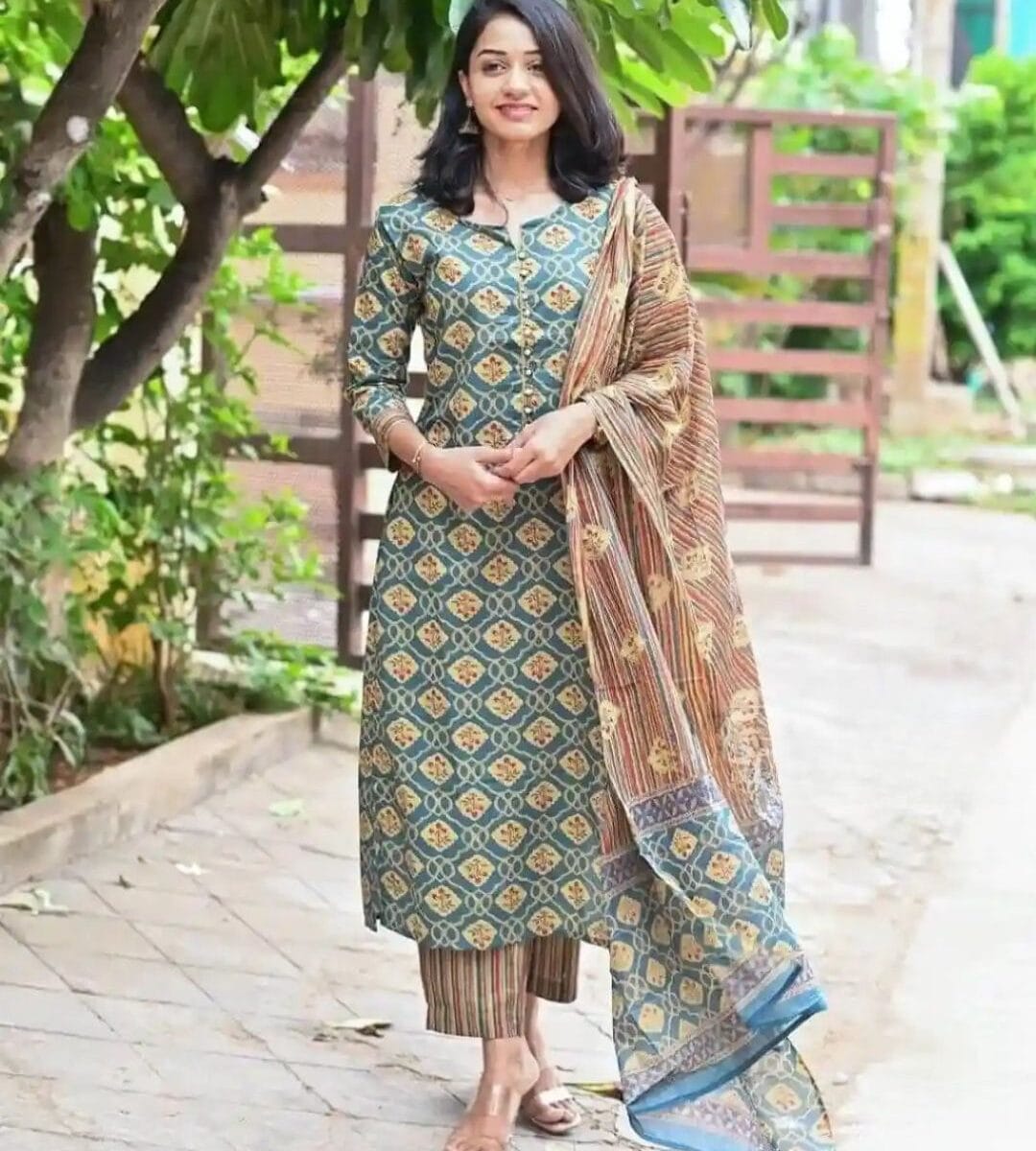 Cotton Printed Kurti Pant Dupatta Set