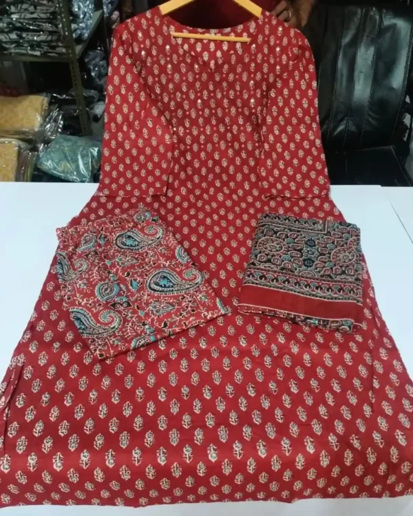 Floral Sanganeri Printed Cotton Suit Set