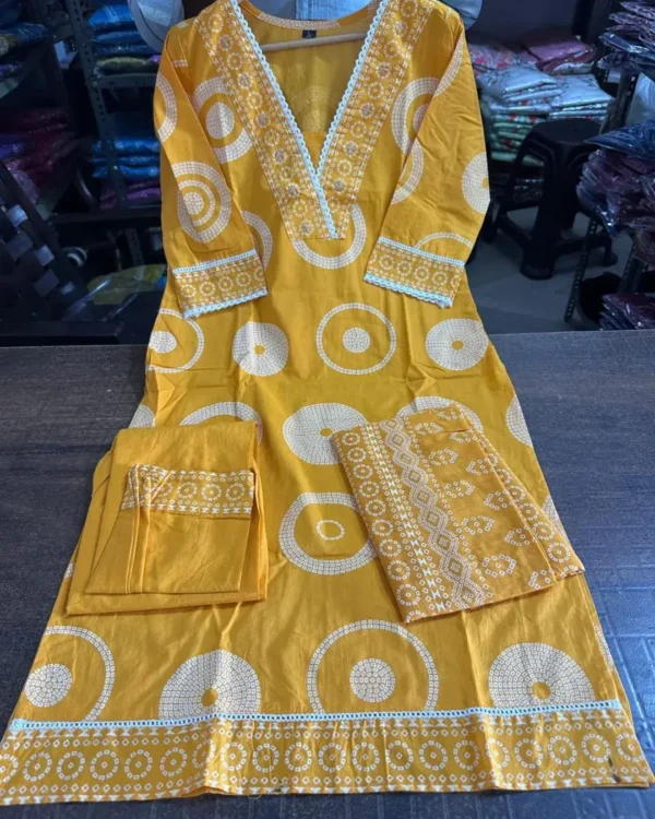 Mustard Yellow Cotton Suit Set 1