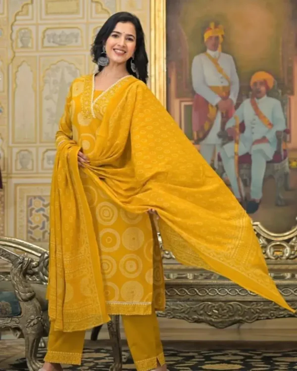 Mustard Yellow Cotton Suit Set