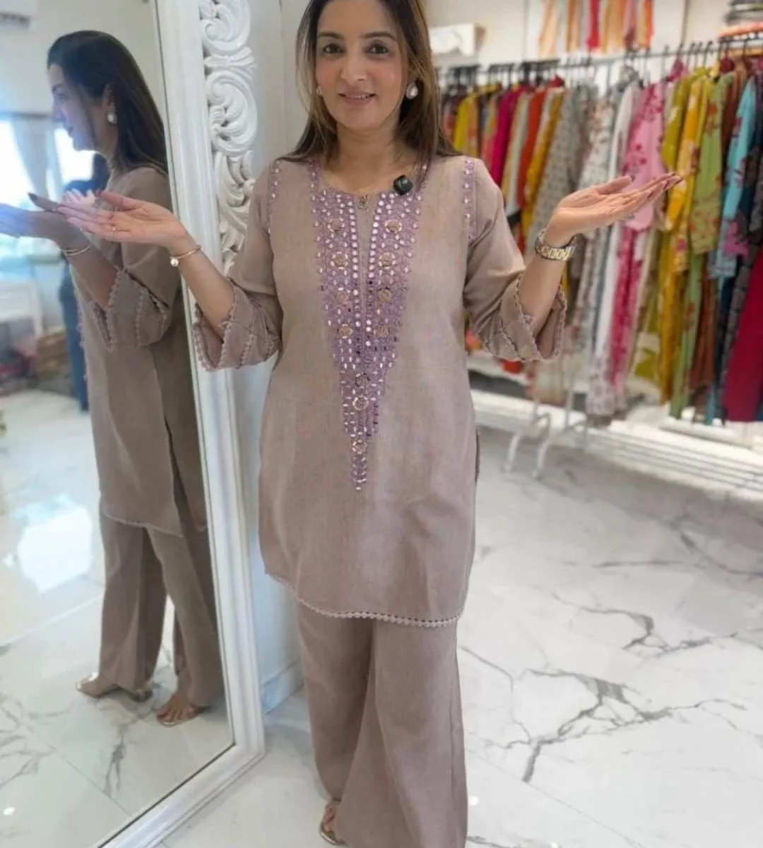 Onion Pink Kurti Pant Dupatta Set