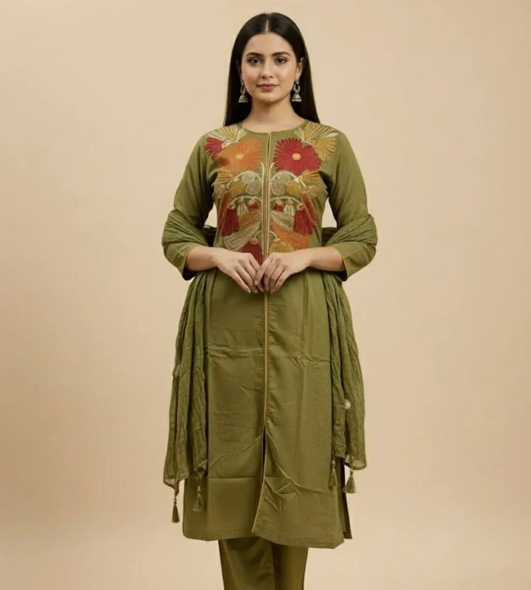 Pure Cotton Green Salwar Suit Set