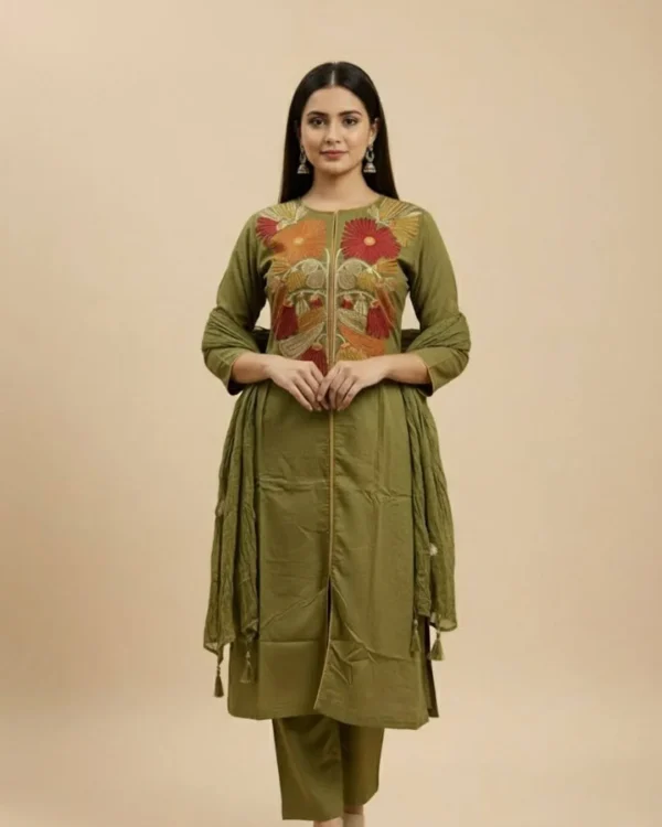 Pure Cotton Green Salwar Suit Set