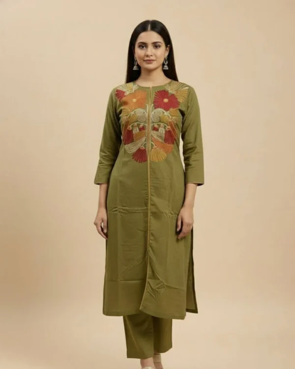Pure Cotton Green Salwar Suit Set