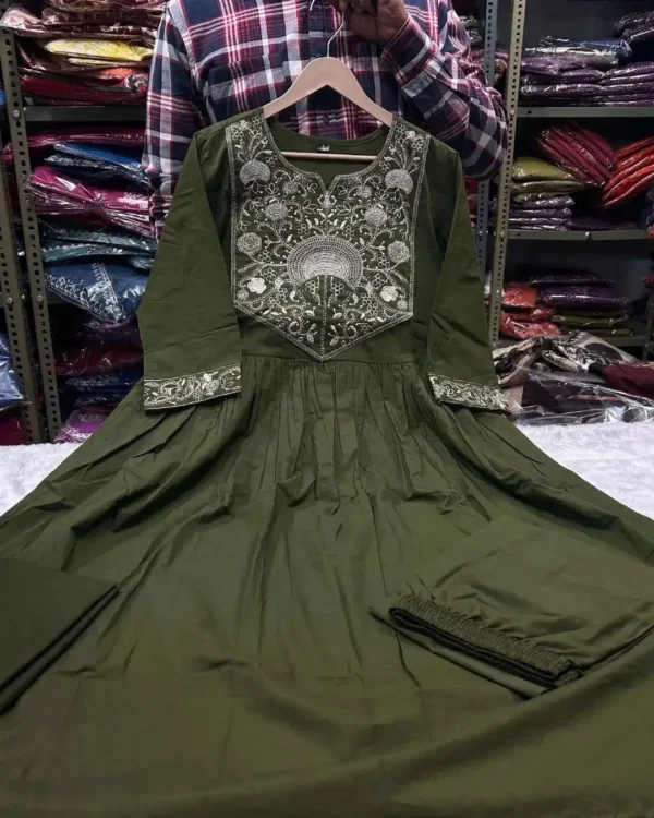 Mehndi Green Cotton Suit Set