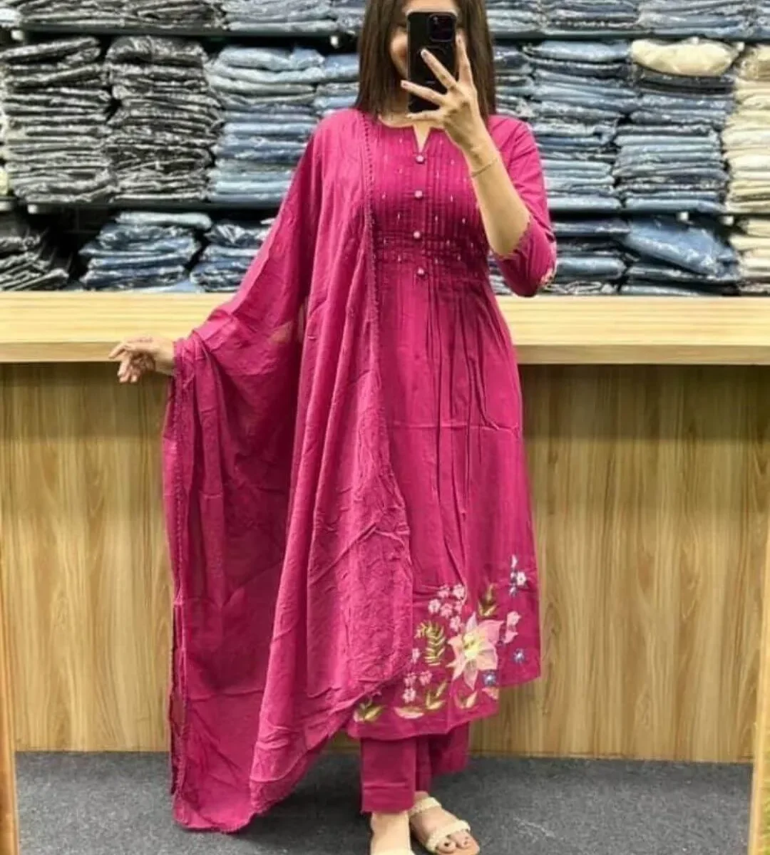 Pure Cotton Pink Salwar Suit Set