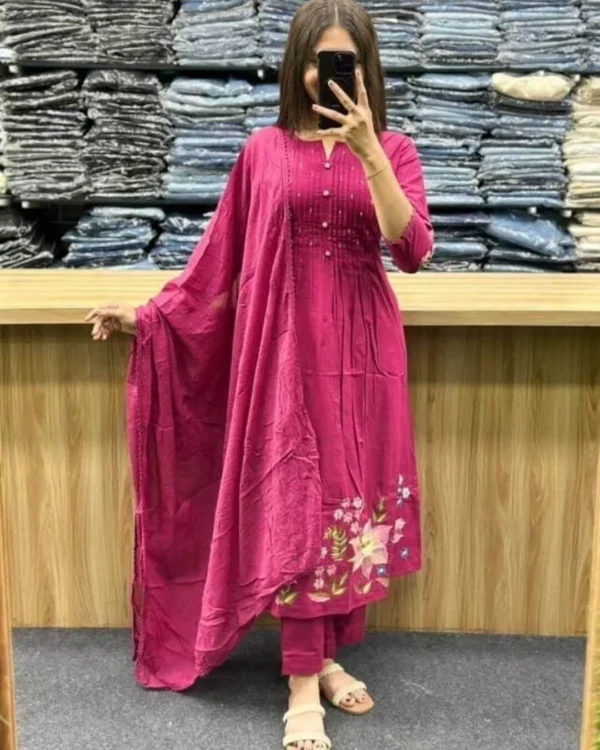 Pure Cotton Pink Salwar Suit Set