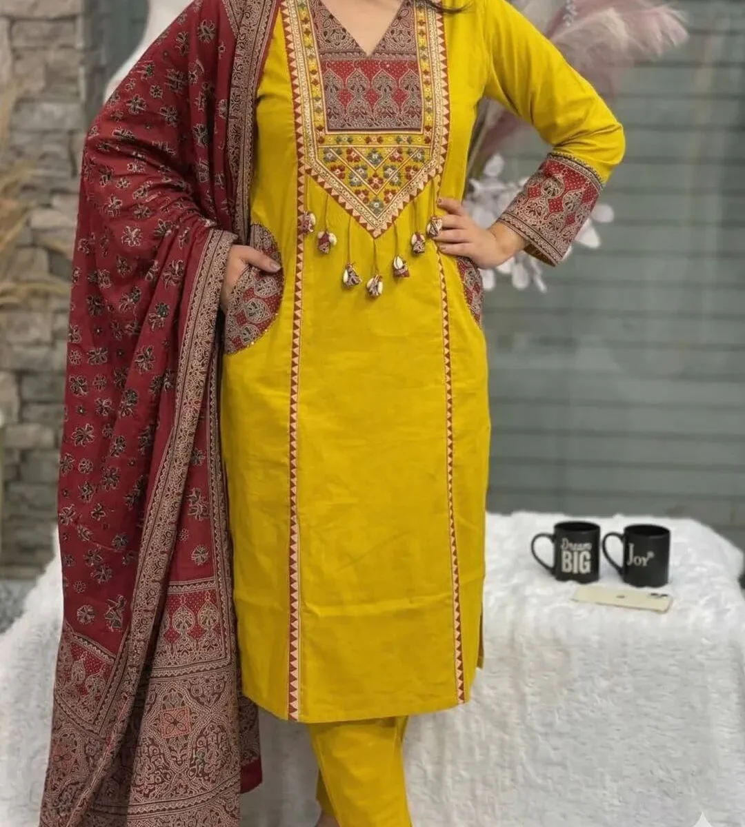 Pure Cotton Yellow Salwar Suit Set