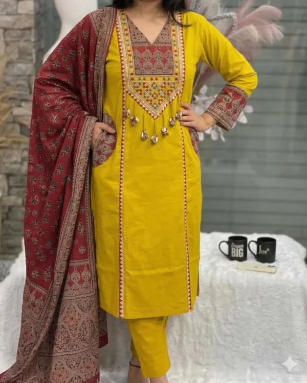 Pure Cotton Yellow Salwar Suit Set