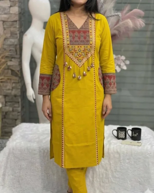 Pure Cotton Yellow Salwar Suit Set