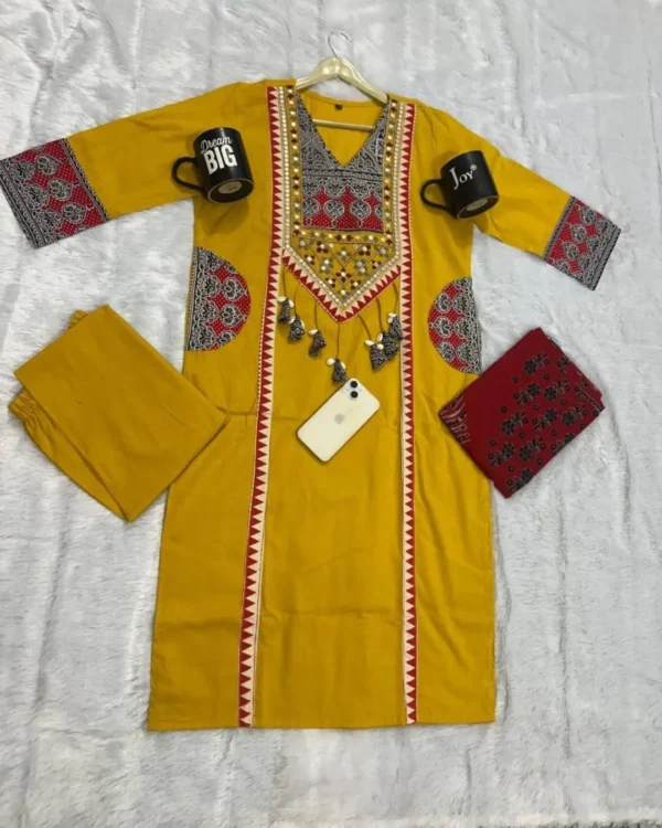 Pure Cotton Yellow Salwar Suit Set