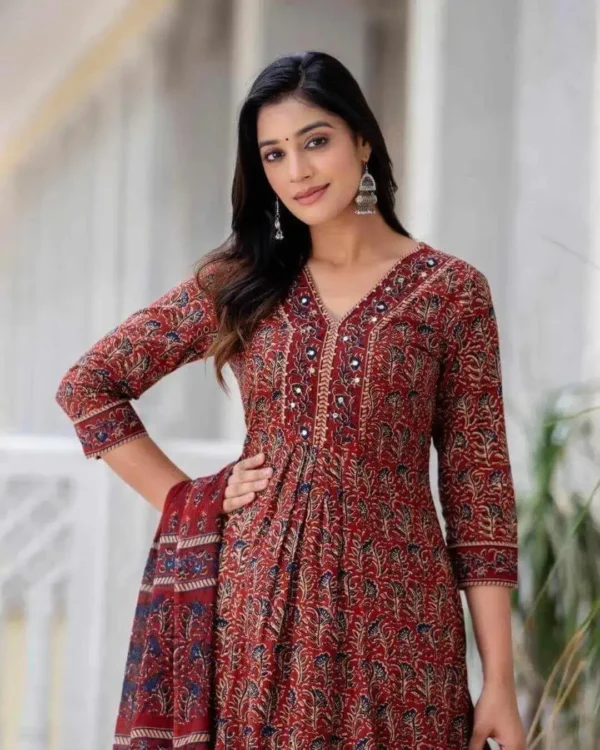 Cotton Printed Kurti Pant Dupatta Set