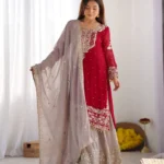 Party Wear Anarkali Kurti Palazzo Set - Copy