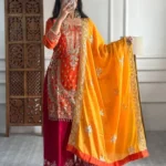 Party Wear Chinon Silk Suit Set
