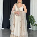 Party Wear Heavy White Anarkali Suit Set