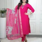 Party Wear Pink Roman Silk Suit Set