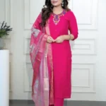 Party Wear Pink Roman Silk Suit Set