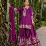 Party Wear Purple Suit With Palazzo Set