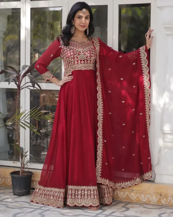 Party Wear Red Suit Set