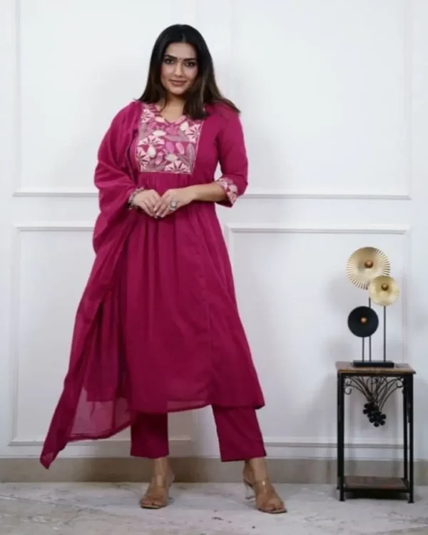 Printed Cotton Kurti Pant Dupatta Set