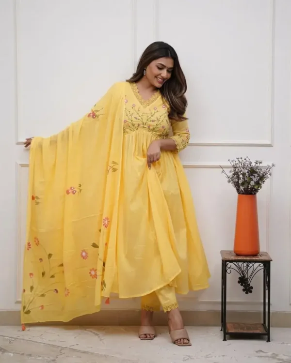 Pure Cotton Yellow Salwar Suit Set