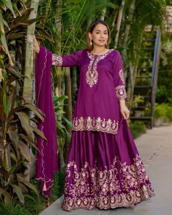 Purple Colour Sharara Suit Set 1