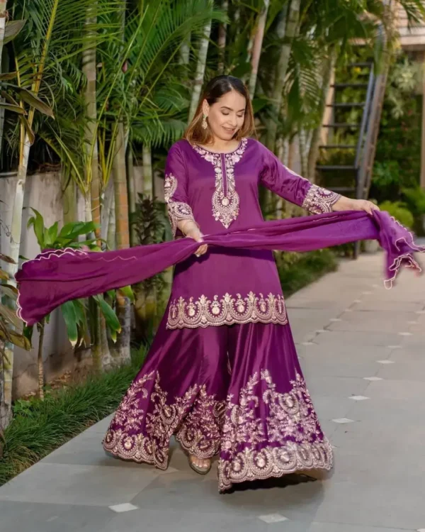 Purple Colour Sharara Suit Set