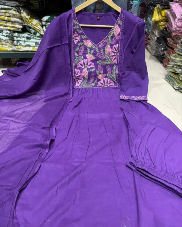 Purple Cotton Printed Suit Set 1