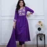 Purple Cotton Printed Suit Set