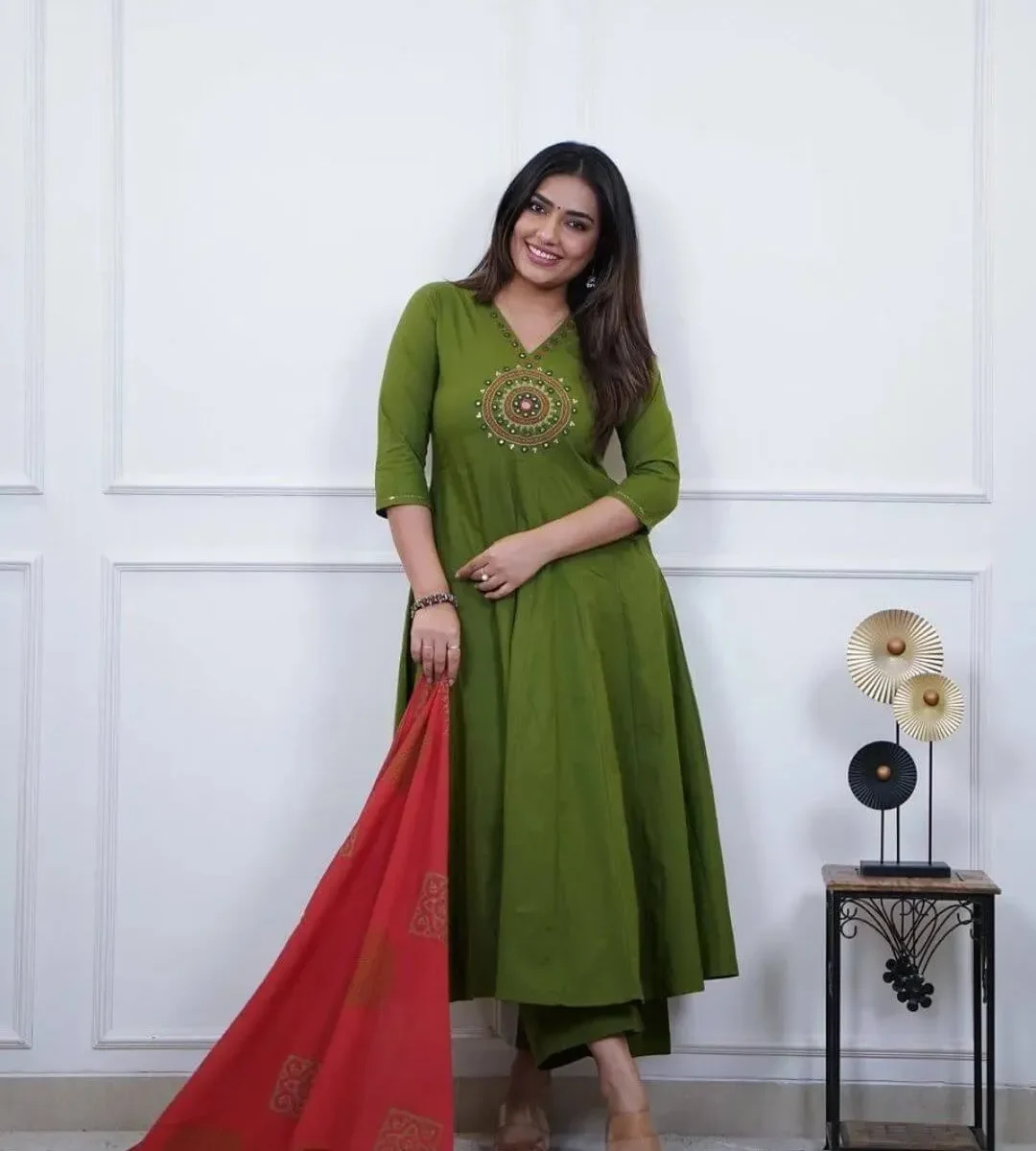 Summer Cotton Suit Set With Dupatta​