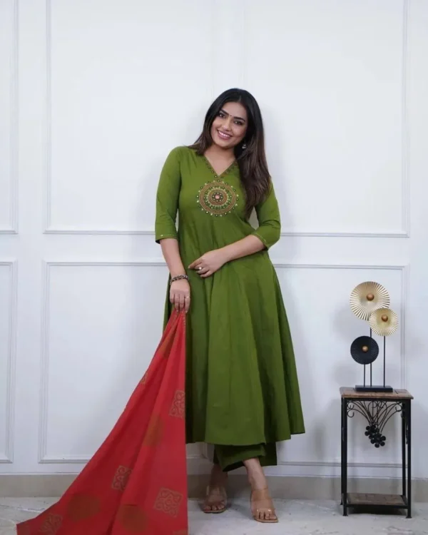 Summer Cotton Suit Set With Dupatta​