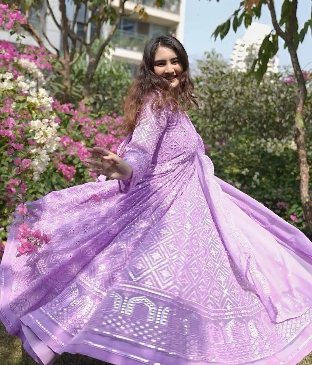 Party Wear Lavender Colour Suit Set