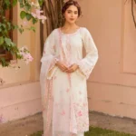 Chanderi Silk White Pink Suit Set