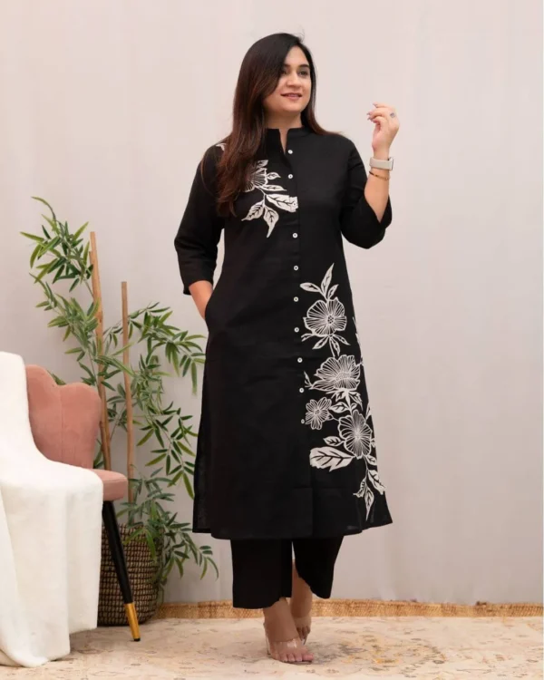 Black Office Wear For Women Kurti Pant Set​