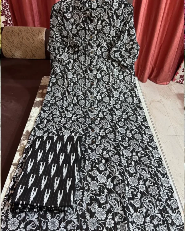 Printed Black & White Kurti Palazzo Set