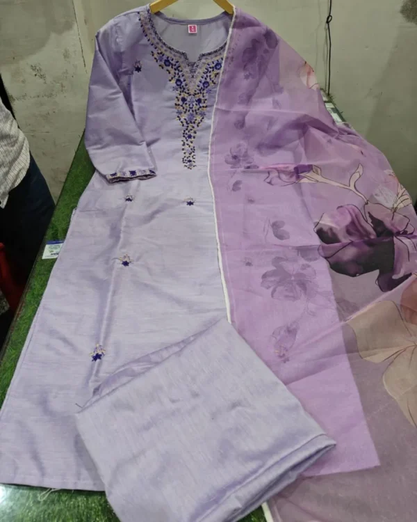 Light Purple Muslin Silk Suit Set
