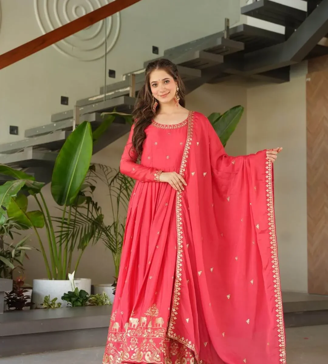 Party Wear Gown With Dupatta Set