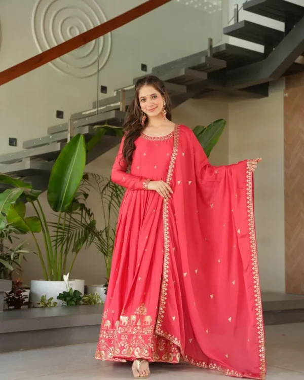 Party Wear Gown With Dupatta Set