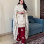 Party Wear Red And White Suit For Women​