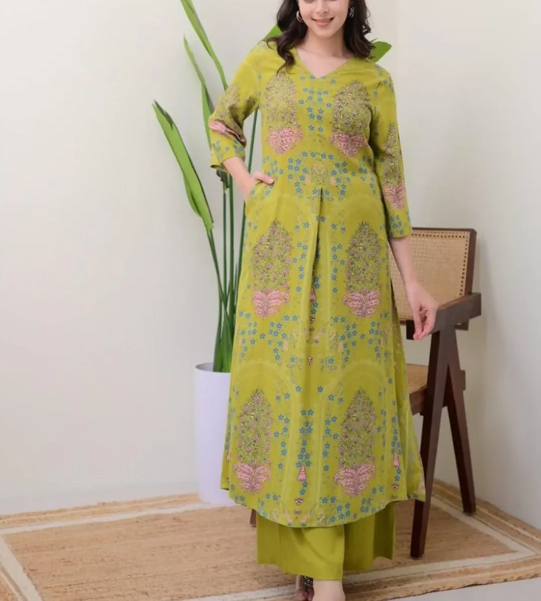 Printed Cotton Office Wear Kurti Set