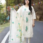 White Chikankari Shiffli Suit Set​