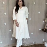 Office Wear White Kurti With Pant Set