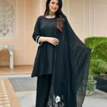 Cotton Black Palazzo Suit Set