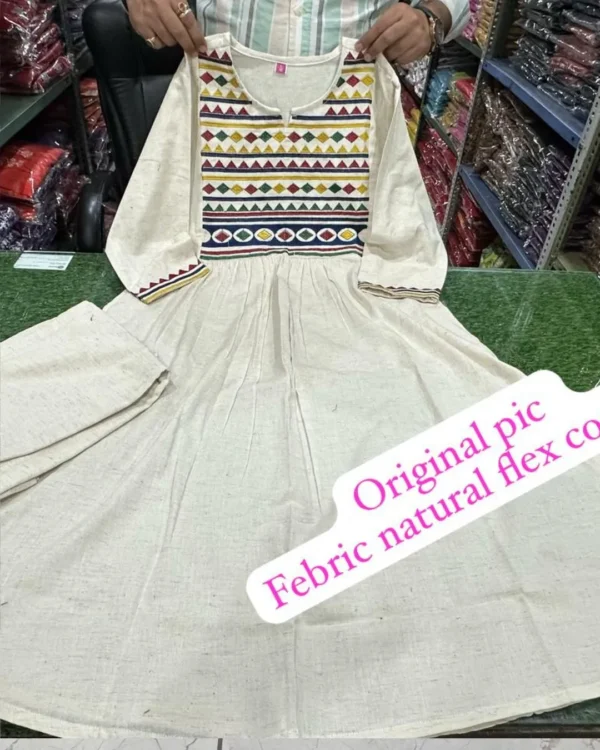 White Flared Kurti Pant Set