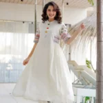 White Color Cotton Kurti Pant Set